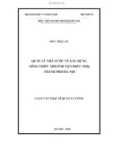 Luận văn Thạc sĩ Quản lý công: Quản lý nhà nuớc về xây dựng nông thôn mới ở huyện Phúc Thọ, thành phố Hà Nội