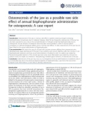 báo cáo khoa học: Osteonecrosis of the jaw as a possible rare side effect of annual bisphosphonate administration for osteoporosis: A case report