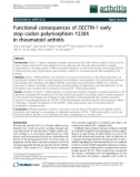 Báo cáo y học: Functional consequences of DECTIN-1 early stop codon polymorphism Y238X in rheumatoid arthritis