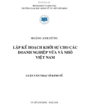 Luận văn Thạc sĩ Kinh tế: Lập kế hoạch khởi sự cho các doanh nghiệp vừa và nhỏ Việt Nam