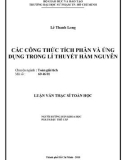 Luận văn Thạc sĩ Toán học: Các công thức tích phân và ứng dụng trong lí thuyết hàm nguyên