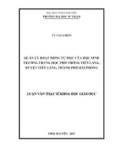 Luận văn Thạc sĩ Khoa học giáo dục: Quản lý hoạt động tự học của học sinh trường THPT Tiên Lãng, Huyện Tiên Lãng, thành phố Hải Phòng