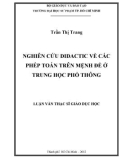 Luận văn Thạc sĩ Giáo dục học: Nghiên cứu didactic về các phép toán trên mệnh đề ở trung học phổ thông