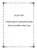 LUẬN VĂN: Công tác quản lý và giải quyết văn bản quản lý nông nghiệp của UBND xã Đức Trạch