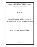 Luận văn Thạc sĩ Lịch sử Đảng: Công tác thanh niên của Đảng bộ tỉnh Bắc Ninh từ năm 1997 đến năm 2010