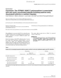 Báo cáo y học: Correction: The PTPN22 1858C/T polymorphism is associated with anti-cyclic citrullinated peptide antibody-positive early rheumatoid arthritis in northern Sweden