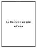 Bài thuốc giúp làm giảm mỡ máu