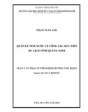 Luận văn Thạc sĩ Quản lý kinh tế: Quản lý nhà nước về công tác xúc tiến du lịch tỉnh Quảng Ninh