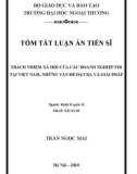 Tóm tắt luận án Tiến sĩ Kinh tế quốc tế: Trách nhiệm xã hội của các doanh nghiệp FDI tại Việt Nam, những vấn đề đặt ra và giải pháp