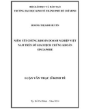 Luận văn Thạc sĩ Kinh tế: Niêm yết chứng khoán doanh nghiệp Việt Nam trên Sở giao dịch chứng khoán Singapore