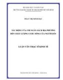 Luận văn thạc sĩ Kinh tế: Tác động của chi ngân sách địa phương đến chất lượng cuộc sống của người dân