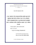 Luận văn Thạc sĩ Kinh tế: Các nhân tố ảnh hưởng đến quyết định chuyển công tác của nhân viên marketing tại doanh nghiệp bưu chính viễn thông khu vực Phía Nam