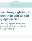 Bài giảng Đạo văn trong nghiên cứu và cách trích dẫn tài liệu trong nghiên cứu - Nguyễn Hoàng Bảo