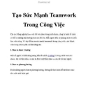 Tạo Sức Mạnh Teamwork Trong Công Việc