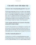 Cân nhắc trước khi nhận việc