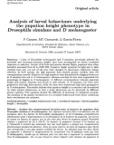 Báo cáo sinh học: Analysis of larval behaviours underlying the pupation height phenotype in Drosophila simulans and D melanogaster