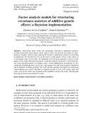 Báo cáo sinh học: Factor analysis models for structuring covariance matrices of additive genetic eﬀects: a Bayesian implementation