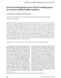 Báo cáo lâm nghiệp: Growth and physiological state of beech seedlings grown in a nursery in diﬀerent light conditions