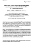 Báo cáo lâm nghiệp: Influence of marine salts on the localization and accumulation of surfactant in the needles of Pinus halepensis Mill