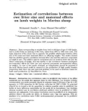 Báo cáo khoa hoc: Estimation of correlations between ewe litter size and maternal effects on lamb weights in Merino sheep