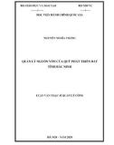 Luận văn Thạc sĩ Quản lý công: Quản lý nguồn vốn của Quỹ phát triển đất tỉnh Bắc Ninh