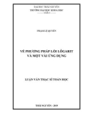 Luận văn Thạc sĩ Toán học: Về phương pháp lồi lôgarit và một vài ứng dụng