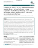 Báo cáo y học: Comparative efficacy of the Cognitive Behavioral Analysis System of Psychotherapy versus Supportive Psychotherapy for early onset chronic depression: design and rationale of a multisite randomized controlled trial