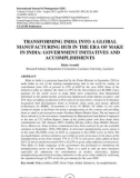 Transforming India into a global manufacturing hub in the era of make in India: government initiatives and accomplishments