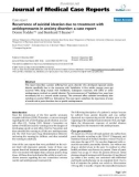 Báo cáo y học: Recurrence of suicidal ideation due to treatment with antidepressants in anxiety disorder: a case report