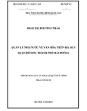 Tóm tắt Luận văn Thạc sĩ Quản lý công: Quản lý nhà nước về văn hóa trên địa bàn quận Đồ Sơn, thành phố Hải Phòng