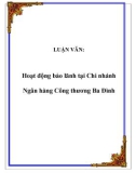 LUẬN VĂN: Hoạt động bảo lãnh tại Chi nhánh Ngân hàng Công thương Ba Đình