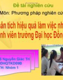 Đề tài: Phân tích hiệu quả làm việc nhóm của sinh viên Trường Đại học Đồng Tháp