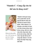 Vitamin C - Cung cấp cho bé thế nào là đúng cách?