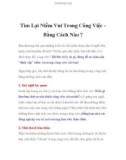 Tìm Lại Niềm Vui Trong Công Việc Bằng Cách Nào ?