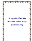 10 mẹo nhỏ để các lập trình viên có một bản lý lịch thành công