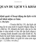 Bài giảng Tổng quan du lịch và khách sạn: Chương 1