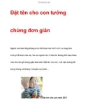 Đặt tên cho con tưởng chừng đơn giản