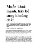 Muốn khoẻ mạnh, hãy bổ sung khoáng chất