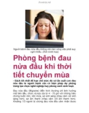 Phòng bệnh đau nửa đầu khi thời tiết chuyển mùa