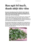 Rau ngót bổ huyết, thanh nhiệt tiêu viêm