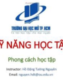 Bài giảng Kỹ năng học tập: Phong cách học tập