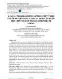 A goal programming approach to the study of optimal capital structure in the context of Indian corporate firms