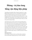 Phòng - trị đau lưng bằng vận động liệu pháp