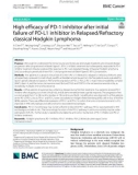 High efficacy of PD-1 inhibitor after initial failure of PD-L1 inhibitor in Relapsed/Refractory classical Hodgkin Lymphoma