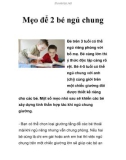 Mẹo để 2 bé ngủ chung