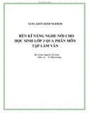 SKKN: Rèn kĩ năng nghe nói cho học sinh lớp 3 qua phân môn Tập làm văn