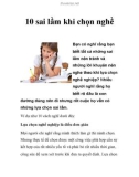 10 sai lầm khi chọn nghề