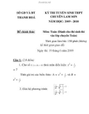 Đề chính thức Kỳ thi tuyển sinh lớp 10 trung học phổ thông chuyên Lam Sơn môntoán năm 2009 -20010