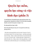 Quyền lực mềm, quyền lực cứng và việc lãnh đạo (phần 3)