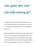 Các giám đốc mới cần phải biết những gì?